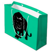 Aangepaste kleuren Gift Bag met leeuw - Groen Groot Cadeauzakje (Achterkant Gekanteld)