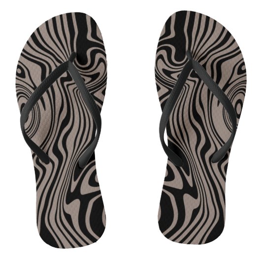 Aangepaste kleuren golven kunst flip flops - Bruin (Voetbed)