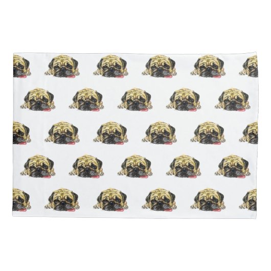 Aangepaste kleuren Hoesje Funny Pug Dog Kussensloop (Achterkant)