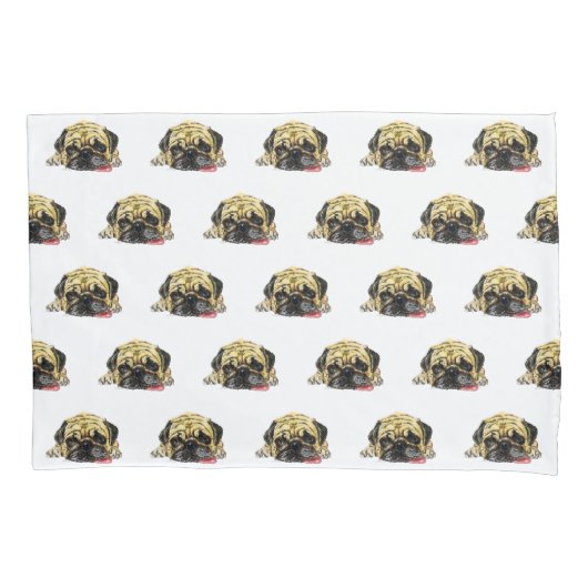 Aangepaste kleuren Hoesje Funny Pug Dog Kussensloop (Voorkant)