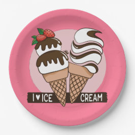Aangepaste kleuren-Ice Cream Lover-borden Papieren Bordje