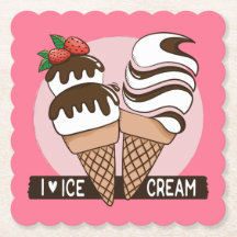 Aangepaste kleuren-Ice Cream Lover-onderzetters