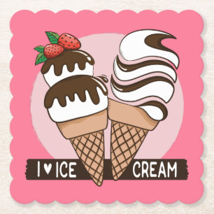 Aangepaste kleuren-Ice Cream Lover-onderzetters Kartonnen Onderzetters
