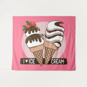 Aangepaste kleuren-Ice Cream Lover tapestry Wandkleed (Voorkant (horizontaal))