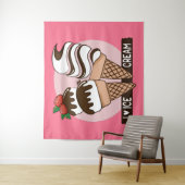 Aangepaste kleuren-Ice Cream Lover tapestry Wandkleed (In situ)