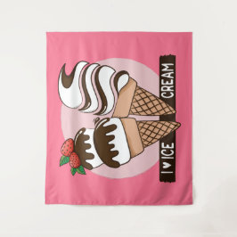Aangepaste kleuren-Ice Cream Lover tapestry Wandkleed
