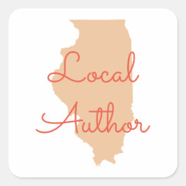 Aangepaste kleuren Illinois lokale auteur Vierkante Sticker