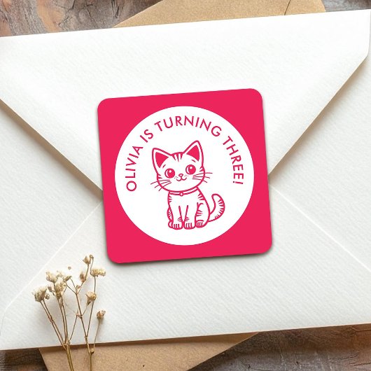 Aangepaste kleuren kitten vierkante sticker