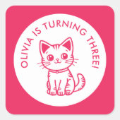 Aangepaste kleuren kitten vierkante sticker (Voorkant)