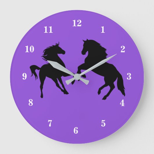 Aangepaste kleuren klok met paardenpaar Silhouette (Voorkant)
