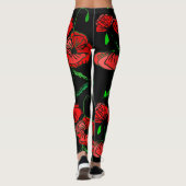 Aangepaste kleuren Leggings met Red Poppy Art (Achterkant)