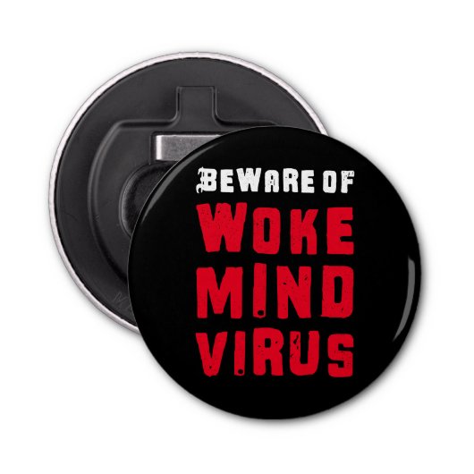 Aangepaste kleuren - Let op! - Rood Rood Rood Rood Button Flesopener (Voorkant)