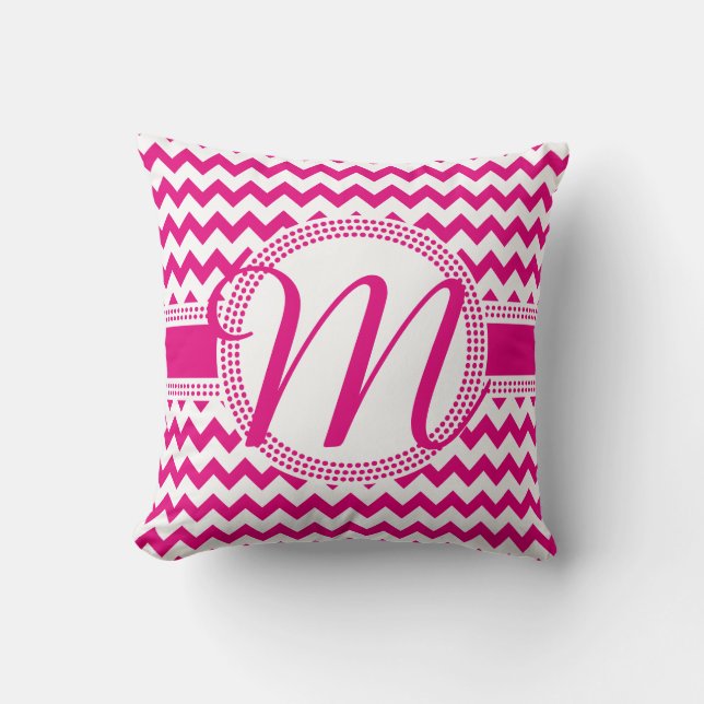 Aangepaste kleuren met kromme monogram, warm roze  kussen (Voorkant)