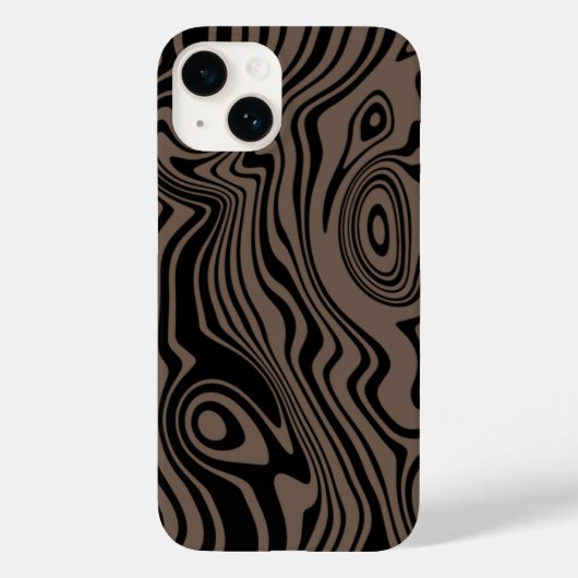 Aangepaste kleuren Modern Black en Brown Art Waves Case-Mate iPhone Case (Achterkant)