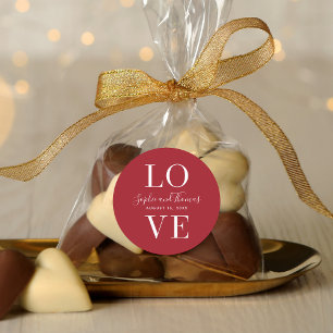 Aangepaste kleuren Modern Elegant Love Wedding Ronde Sticker