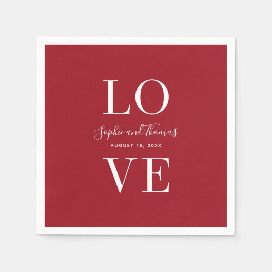 Aangepaste kleuren Modern Elegant Love Wedding Servet (Voorkant)