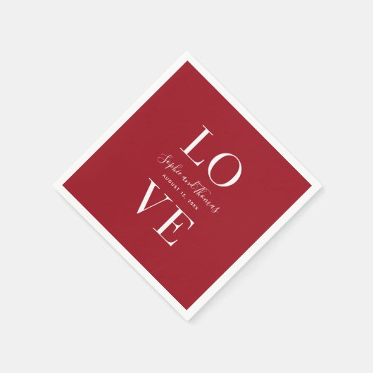 Aangepaste kleuren Modern Elegant Love Wedding Servet (Hoek)