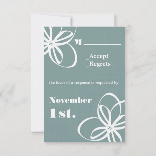 Aangepaste kleuren moderne RSVP-bruiloft met bloem RSVP Kaartje (Achterkant)