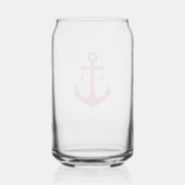 Aangepaste Kleuren Monogram Anker Trouwfeest Blikvorm Glas (Achterkant)