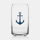 Aangepaste Kleuren Monogram Anker Trouwfeest Blikvorm Glas (Voorkant)