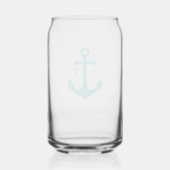 Aangepaste Kleuren Monogram Anker Trouwfeest Blikvorm Glas (Achterkant)