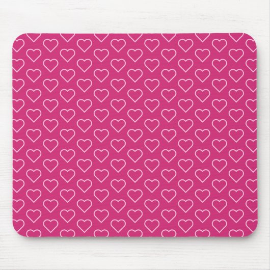 Aangepaste kleuren Muismat met roze liefdesharten (Voorkant)