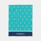 Aangepaste kleuren naam Nautical Anchor Fleece Deken (Voorkant)