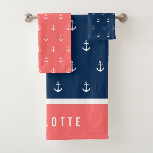Aangepaste kleuren Nautisch anker Bad Handdoek (Insitu)