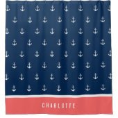 Aangepaste kleuren Nautisch anker toevoegen Douchegordijn (Voorkant)