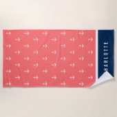 Aangepaste kleuren Nautisch anker toevoegen Strandlaken (Voorkant)