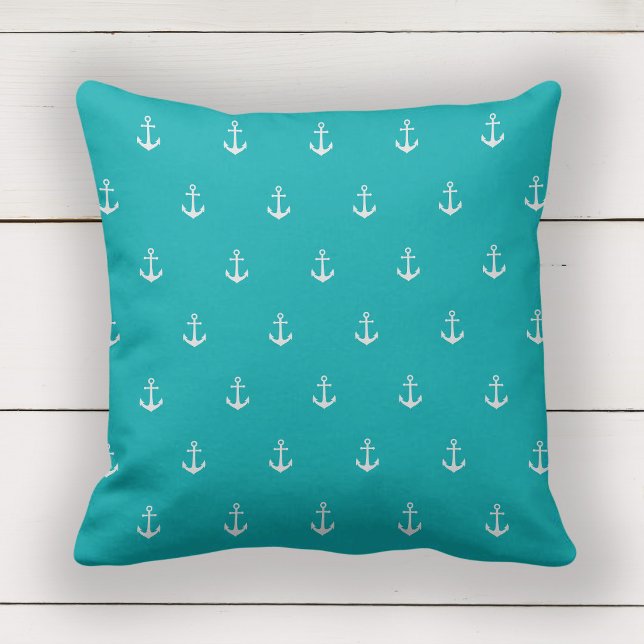 Aangepaste kleuren Nautisch witte anker Kussen (Creator heeft geüpload)