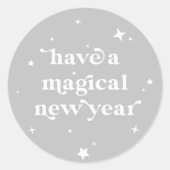 Aangepaste kleuren, nieuw jaar + sterren ronde sticker (Voorkant)