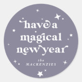 Aangepaste kleuren, nieuw jaar + sterren ronde sticker (Voorkant)