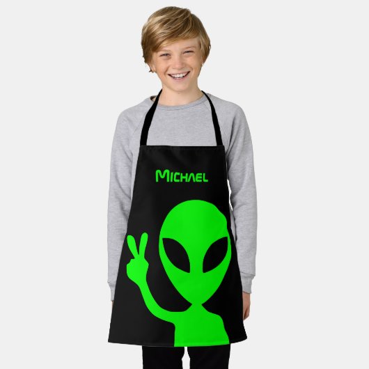 Aangepaste kleuren Peaceful Alien Schort (Gedragen)
