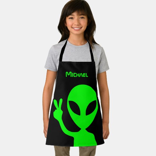 Aangepaste kleuren Peaceful Alien Schort (Insitu)