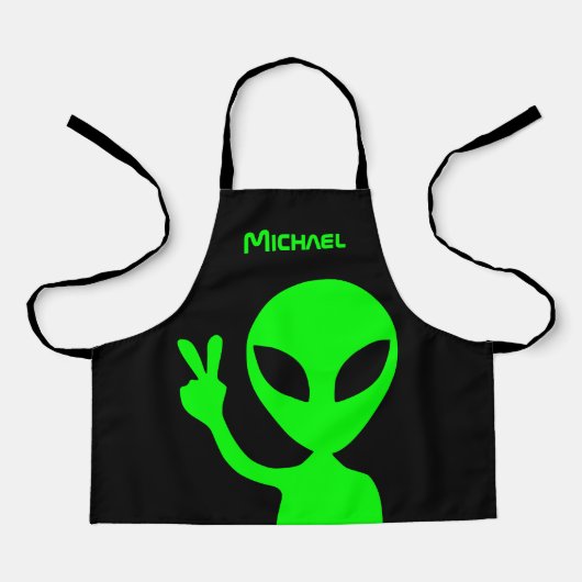 Aangepaste kleuren Peaceful Alien Schort (Voorkant)