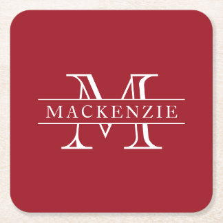 Aangepaste Kleuren Rand Balk Familienaam Monogram Kartonnen Onderzetters