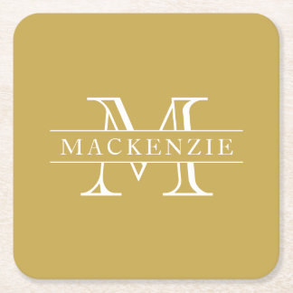 Aangepaste kleuren rand balk familienaam monogram kartonnen onderzetters