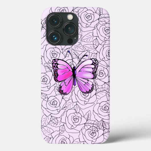 Aangepaste kleuren - Roze Paarse vlinder en Rozen Case-Mate iPhone Case (Achterkant)
