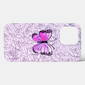 Aangepaste kleuren - Roze Paarse vlinder en Rozen Case-Mate iPhone Case (Achterkant (horizontaal))