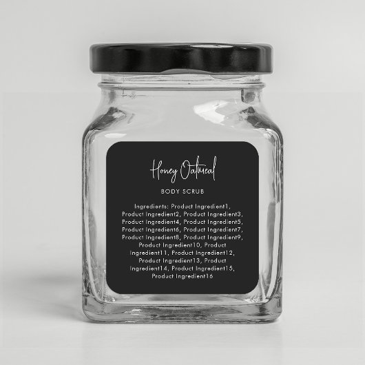 Aangepaste kleuren Script Minimalist Ingredients L Vierkante Sticker