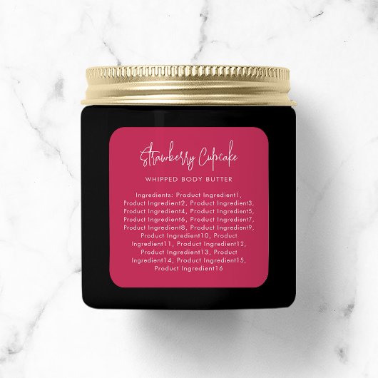 Aangepaste kleuren Script Minimalist Ingredients L Vierkante Sticker