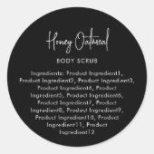 Aangepaste Kleuren Script Minimalistische Ingredië Ronde Sticker (Voorkant)