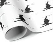 Aangepaste kleuren sneeuwskier Silhouette Cadeaupapier (Rol Hoek)