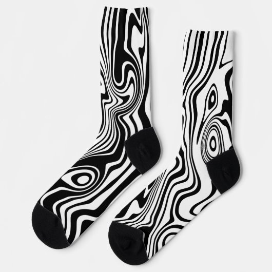 Aangepaste kleuren sockets Abstracte zwarte golven Sokken (Links)