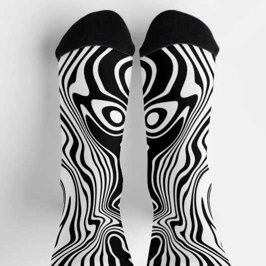 Aangepaste kleuren sockets Abstracte zwarte golven Sokken (Top)