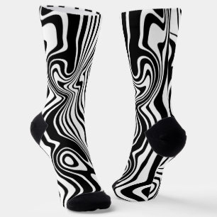 Aangepaste kleuren sockets Abstracte zwarte golven Sokken