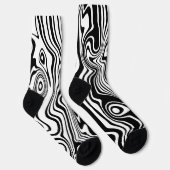 Aangepaste kleuren sockets Abstracte zwarte golven Sokken (Rechts)