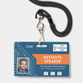 Aangepaste kleuren Technologie Keynote-foto-ID-bad Badge (Voorzijde met lanyard)