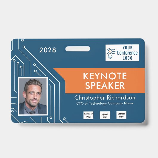 Aangepaste kleuren Technologie Keynote-foto-ID-bad Badge (Voorzijde)